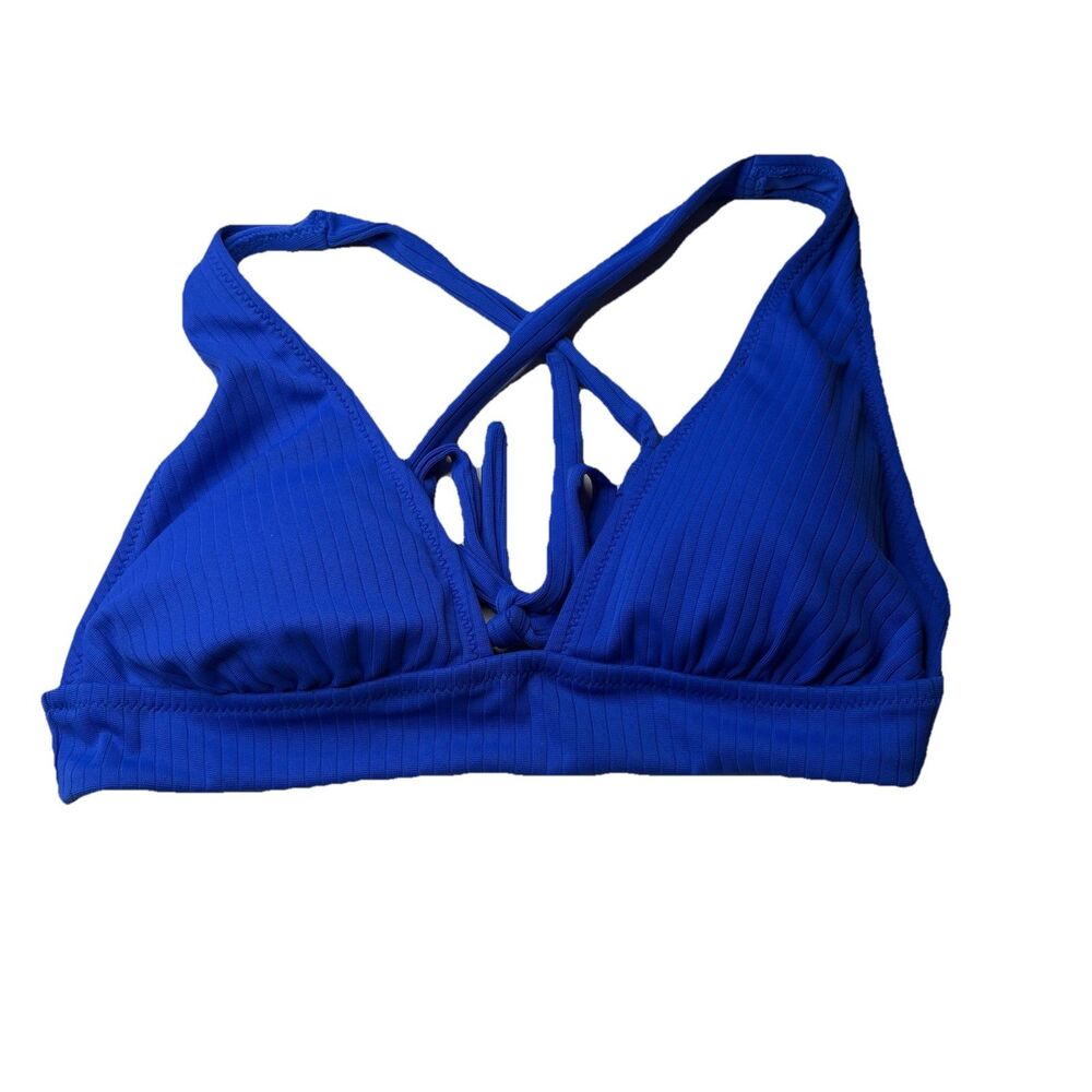 Shade & Shore Ribbed Triangle Bikini Top Sapphire Blue Size XL NWT New